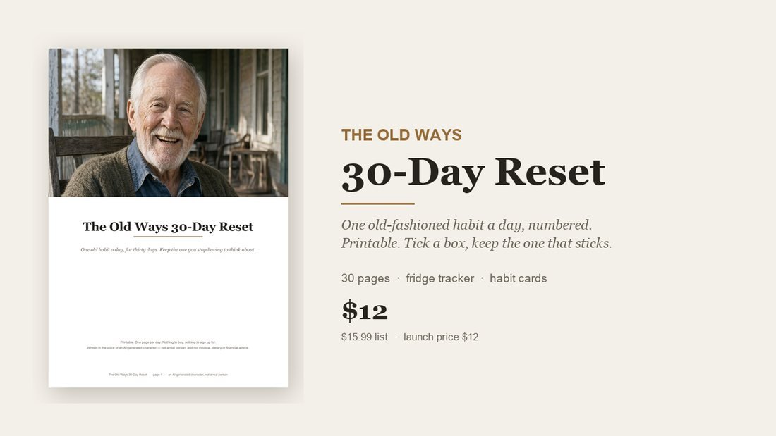 Cover of The Old Ways 30-Day Reset, a printable workbook.